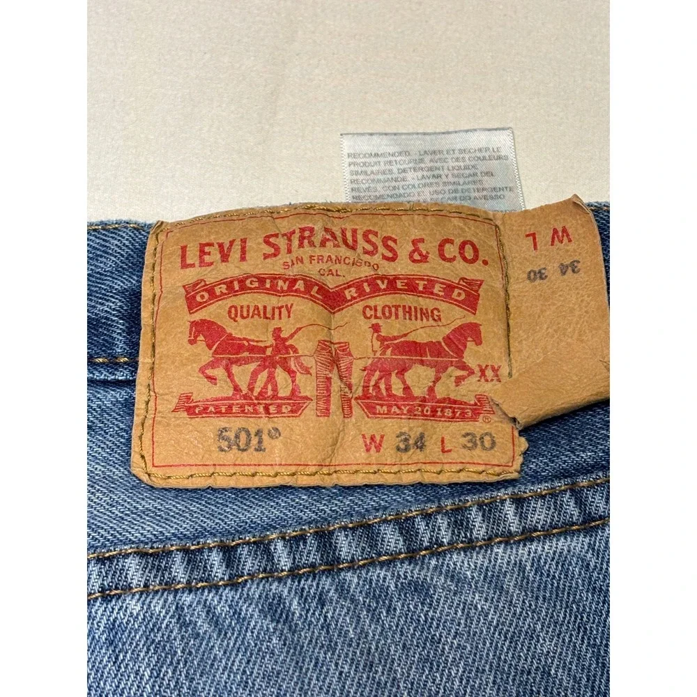 Levi Strauss‎ 501 Button Fly Jeans Mens W34 L30 Medium Wash Denim